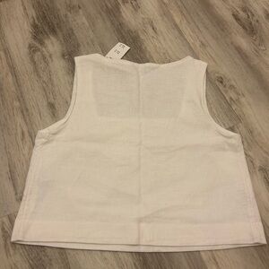 Abercrombie linen white slight crop shirt